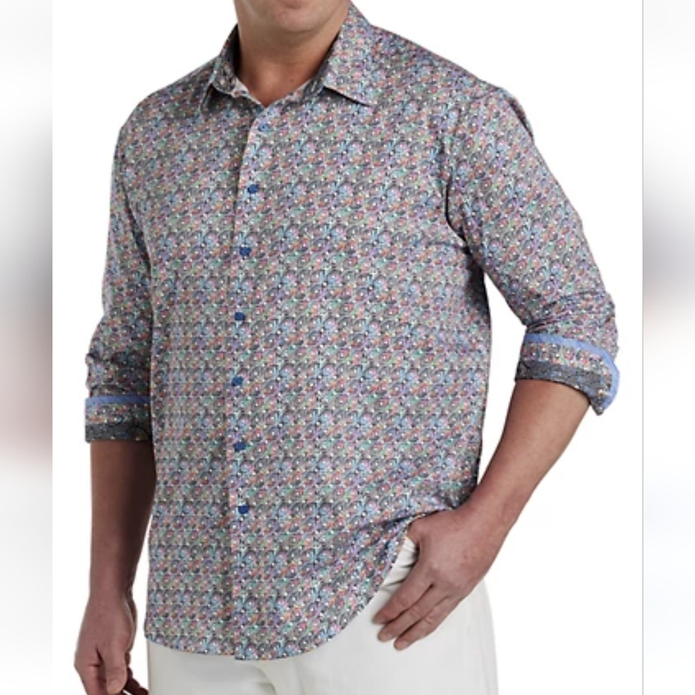 Robert Graham Sundial Print Stretch Cotton Button-Up Shirt